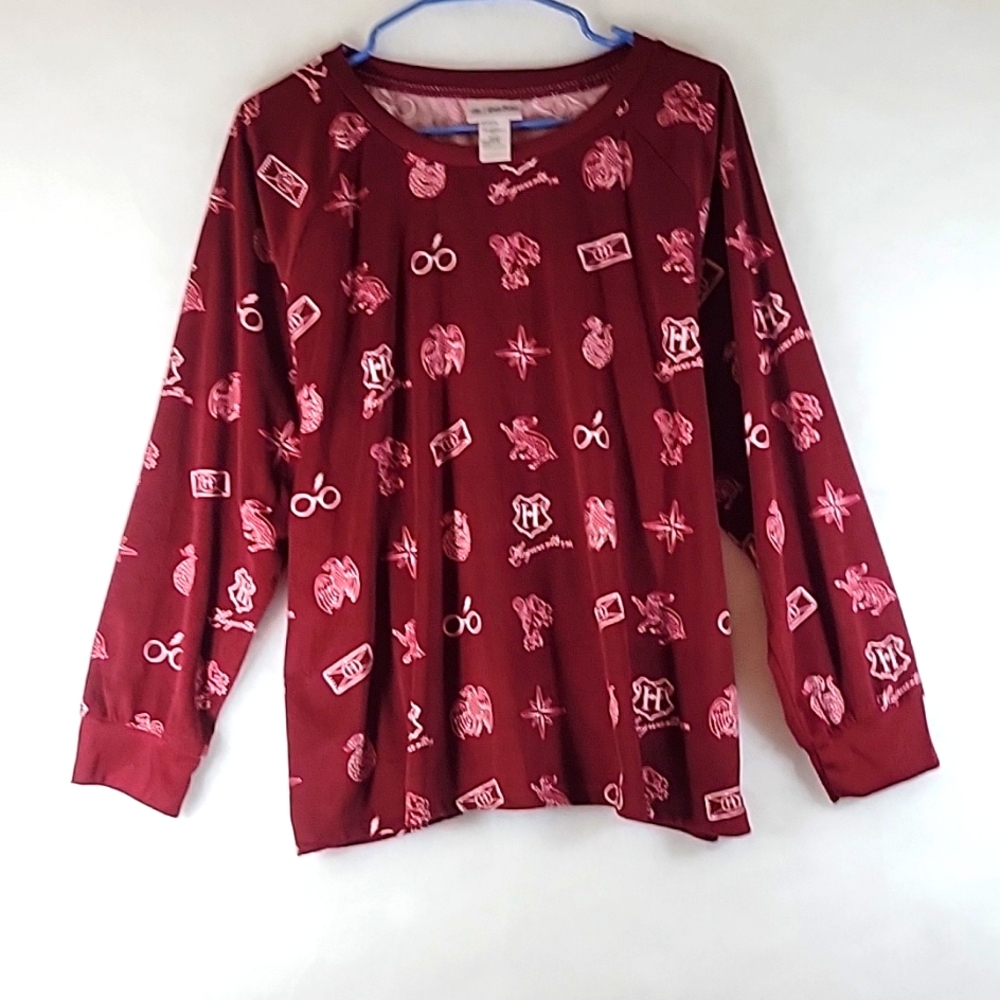 Wizarding World Harry Potter Girls Maroon Velour Pajama Top Size XL